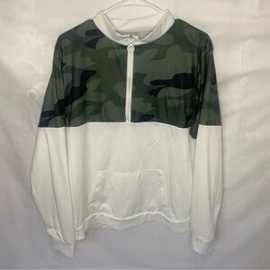 Women's 4XL Colorblock 1/4 Zip Pullover Camo & White Lightweight Sweatshirt